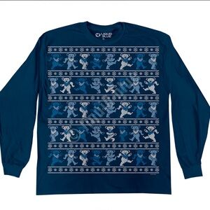 Liquid Blue Dancing Bears Holiday Xmas Sweater Long Sleeve Tee